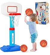 Toddler Basketball Hoop Indoor for Age 1-3, Adjustable Kids Basketball Hoops, Mini Basketball Hoo...