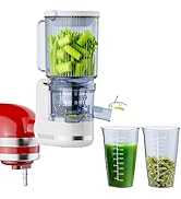 Masticating Juicer Attachment for KitchenAid Stand Mixer, 4.9" Large Feed Chute Fit Whole Vegetab...