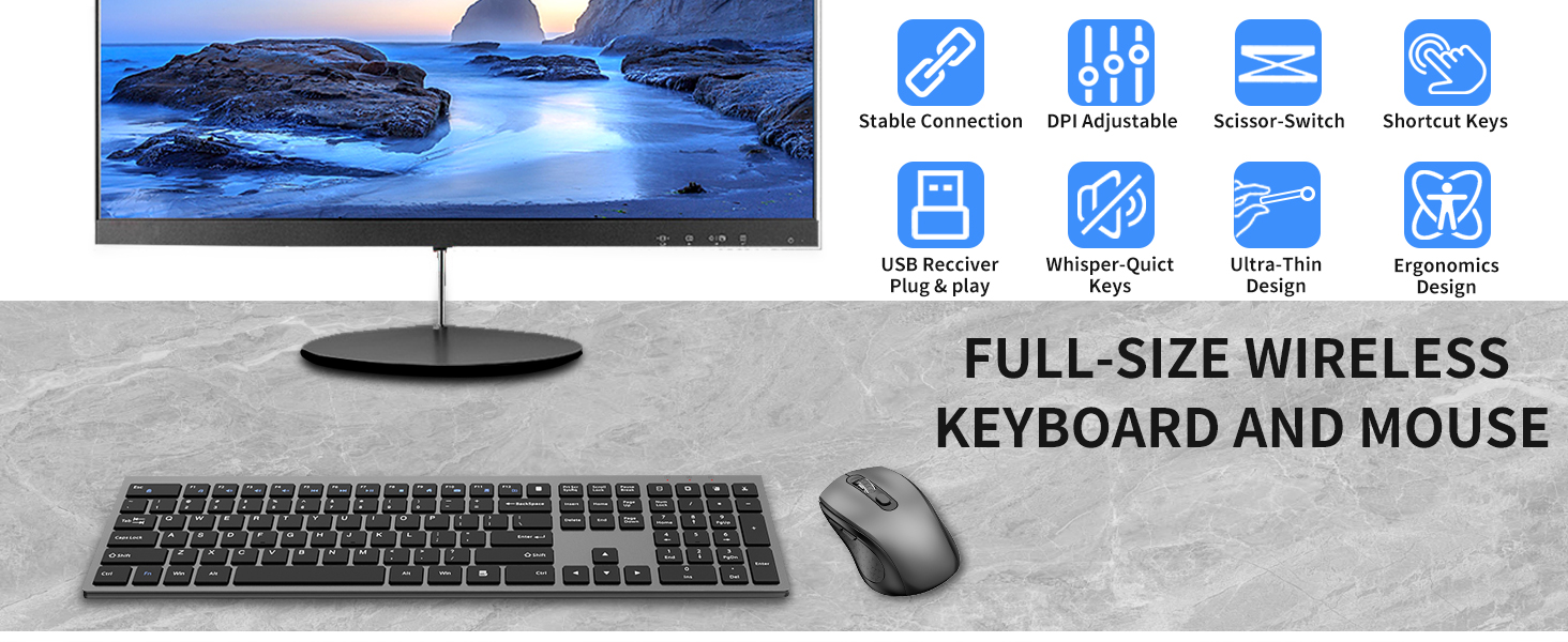 FULL-SIZE WIRELESS KEYBOARD AND MOUSE