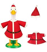 Tiaforza Christmas Porch Goose Outfits for 23" Lawn Statue, 2 Pcs Goose Costume with Santa Hat &amp; ...