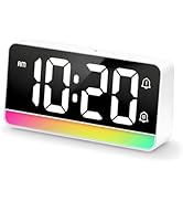 ALANAS Large Digital Alarm Clock for Bedrooms, 7" Big Display with Color Changing Night Light, Du...