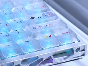 White Clear Keycaps,Frost Jelly Key caps,Pixel Game
