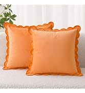 Folkulture Throw Pillow Covers | (18 x 18) Set of 2 Orange Pillow Covers for Living Room Decor | ...