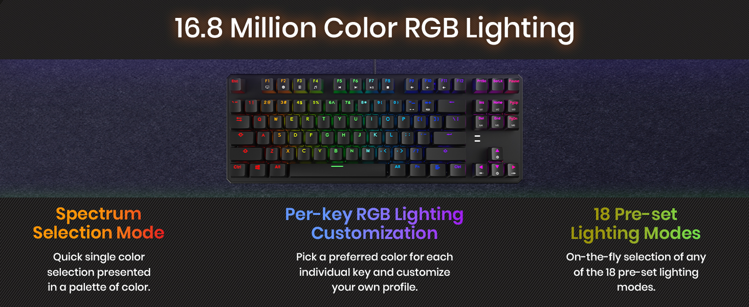 TECWARE Phantom 87 Key RGB Mechanical Gaming Keyboard