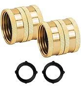 Hourleey Garden Hose Adapter, 3/4 Inch Solid Brass Hose Connectors, 2 Pack Hose Connector with 2 ...