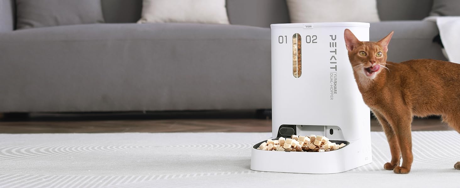 camera automatic pet feeder with dual hopper