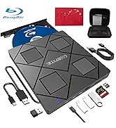 GODBPNYMU 8-in-1 External Blu-Ray Drive with Carrying Case, 2 USB-C + 2 USB-A Ports, High-Speed B...