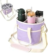 Insulated Drink Carrier Bag, 4 Compartment Leakproof Drink Tote with Divider, Reusable Beverage C...