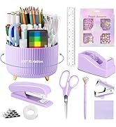Office Supplies,Desk Accessories,with Stapler,Tape Dispenser,Staple Remover,Scissor,Ballpoint Pen...