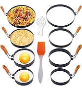 8 Packs Egg Rings for Frying Egg,8"Large Omelet Ring,6" Pancake Ring,4"Egg Ring,3.5"Egg Muffin Ri...