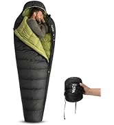 ATEPA 700FP Down Sleeping Bag for Adults, Ultralight 0 Degree Mummy Sleeping Bag with RDS Down &amp; ...