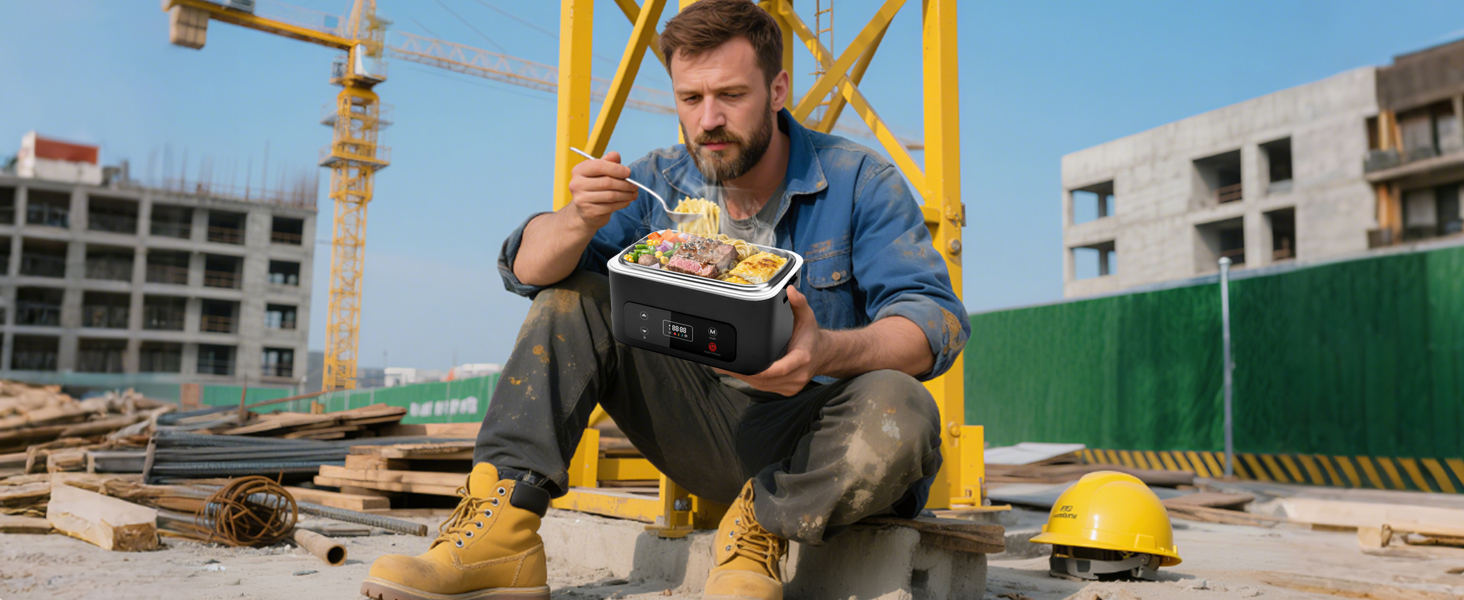 Cordless Electric Lunch Box for Adults, Heated Lunch Box Battery Powered with Automatic Heating