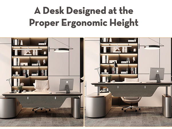 L Shaped Executive Desk with Drawers