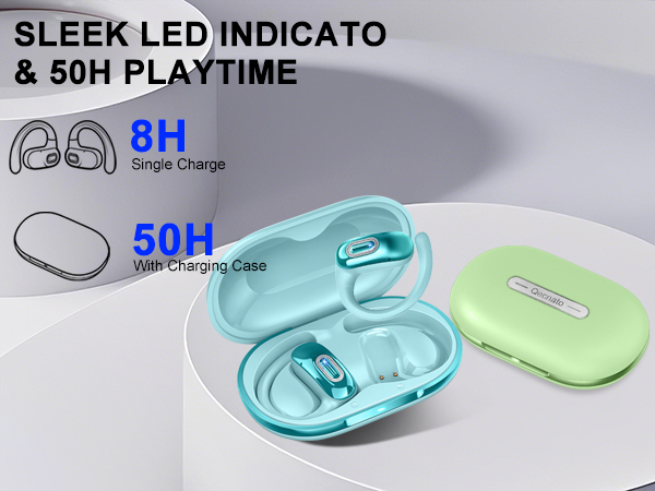 50H Playtime IPX7 Waterproof Earphones Open Ear Headphones,Bluetooth 5.4 Wireless Earbuds