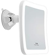JiBen Square LED Lighted 10X Magnifying Makeup Mirror, Power Locking Suction Cup, Bright Diffused...