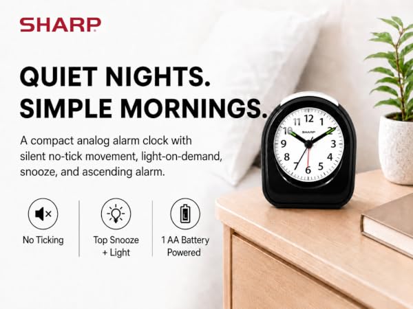 alarm clock small portable battery powered silent bedroom travel hotel bedside office kids room 