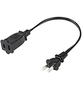 CERRXIAN USA Outlet AC 2 Prong Power Extension Short Cord, 1FT NEMA 1-15P to NEMA 1-15R Short Cab...