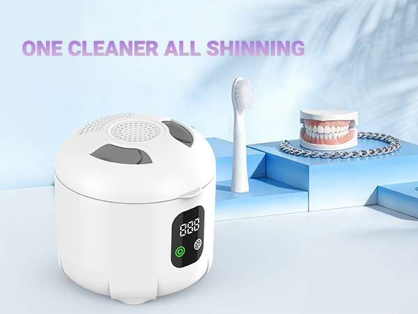 Denture Cleaner Machine with 4 Modes for Mouth Guards, Jewelry, Rings, etc (White)