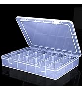 18-Grid Plastic Organizer Box with Removable Dividers for Jewelry, Beads, Craft Supplies, Small P...