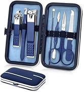 Aceoce Travel Manicure Set Mens Grooming Kit Stainless Steel Nail Clippers Nail Care Tool with Lu...