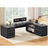 SEDETA 78.7" L Shaped Executive Desk with Charging Station, Large Home Office Computer Desk with ...