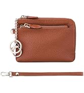 Teskyer Coin Purse Pouch, RFID Blocking Credit Card Holder Zipper Wallet with Wrist Strap and Key...
