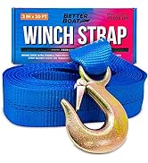 Boat Trailer Winch Strap with Hook, Heavy Duty Replacement for Hand Crank Trailer, 2 Inch x 20 Fe...