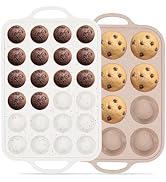 Vinino 2Packs Silicone Muffin Pans for Baking with Metal Reinforced Frame, 12 Cups Regular and 24...