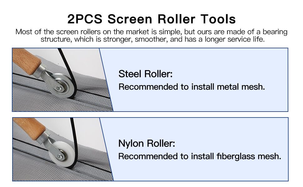 Window screen spline rollers