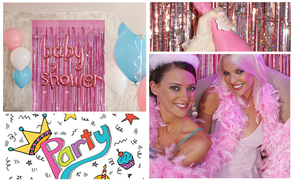pink tinsel backdrop birthday party decorations tinsel curtain party streamers backdrop foil fringe