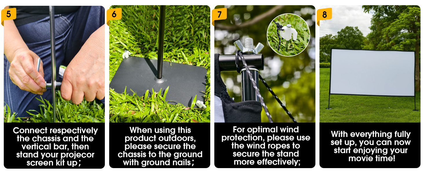 120 inch Outdoor Projector Screen with Stand for Home Theater and Backyard Movie Night