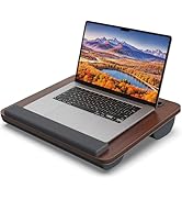 HETTHI Portable Lap Desk, Laptop Stand for Bed with Soft Wrist Rest, Tablet/Phone Slot, Fabric Ha...