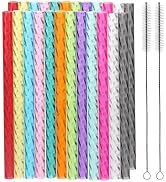 Dakoufish 24Pcs Replacement Plastic Swirl Straws for 12oz 14oz Mason Jar Tumblers,8 Inch Reusable...