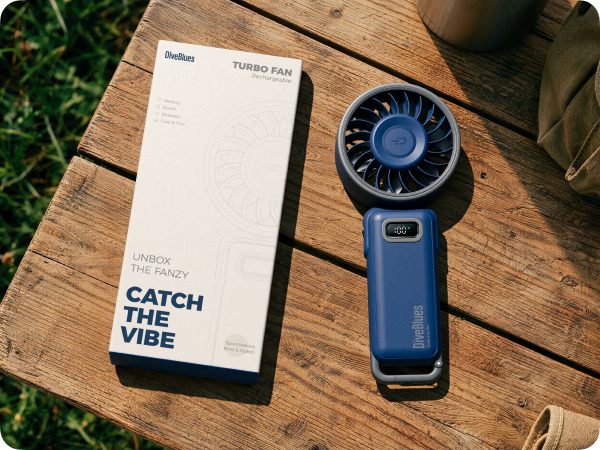 portable fan navy blue