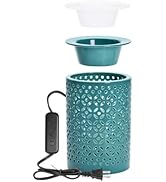 ASAWASA Ceramic Wax Melt Warmer with Timer and 1 pc Silicone Dish,Candle Wax Warmer for Scented W...