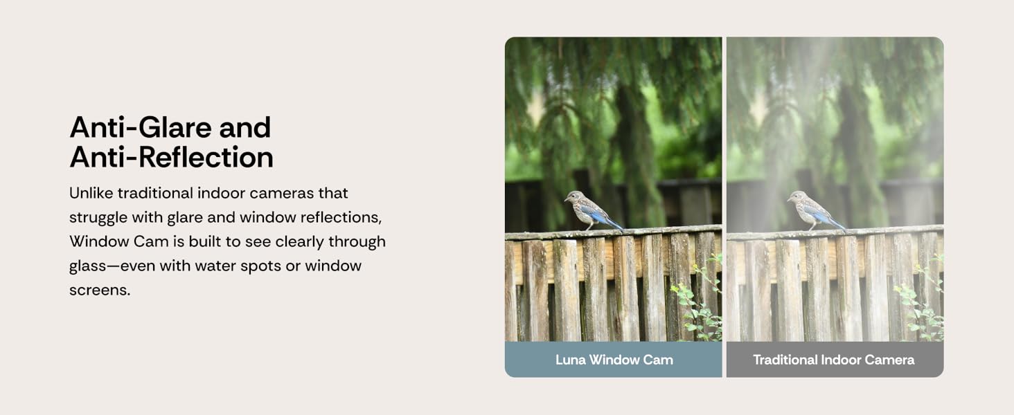 2K Window Camera Glass-Mount Wired Glare-Free Day Night Vision Through Glass, Multi-Scene Use