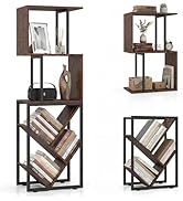 Giantex 6-Tier Bookshelf, Industrial S-Shaped Geometric Bookcase with Open Display Shelves, Frees...