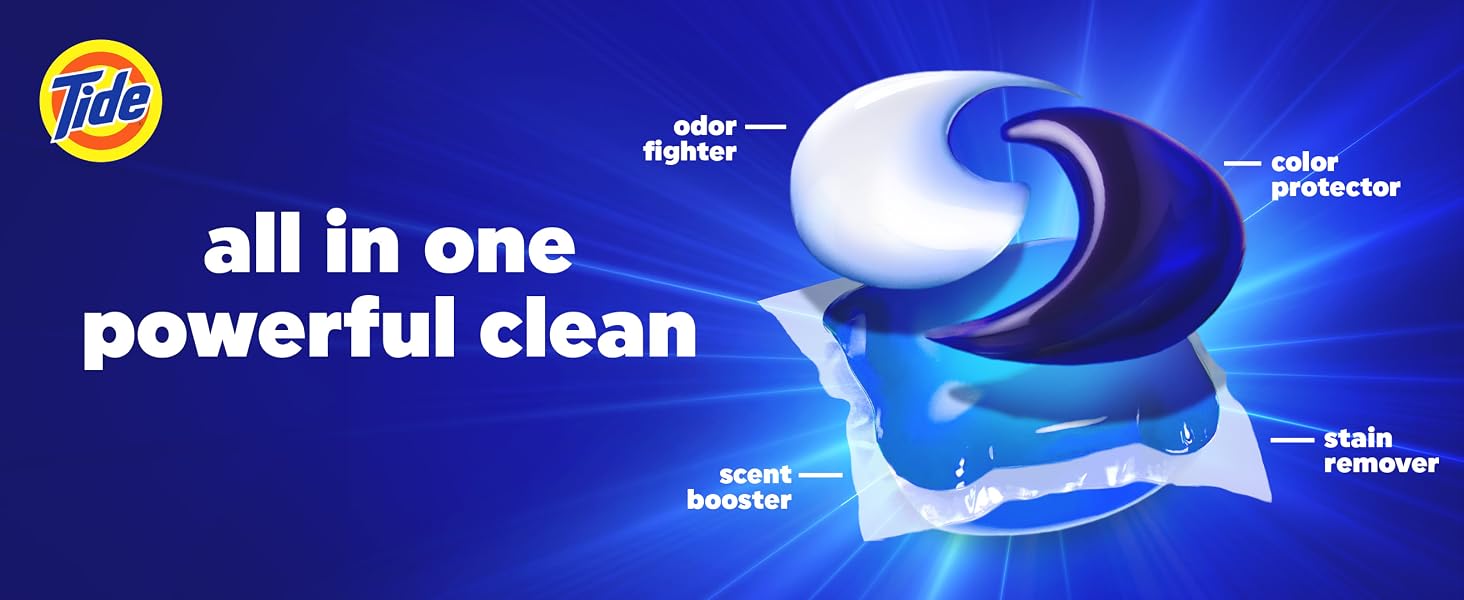 all in one powerful clean. odor fighter. color protector. scent booster. stain remover