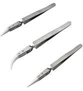 Tigbrother 3pcs Precision Reverse Ceramic Tweezers | Non-Conductive, Heat Resistant, Anti-Magneti...