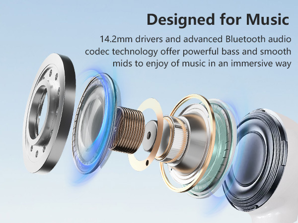 Wireless Earbuds 2025 NEW Bluetooth 5.4 Headphones Bass 3D Stereo, In-Ear Earphones with 4 ENC
