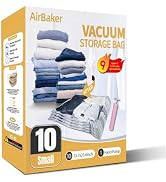AirBaker Vacuum Storage Bags Vacuum Seal Bags for Clothing &amp; Bedding, Travel Essentials Hand Pump...