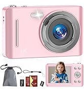 Digital Camera, 64MP UHD 4K Point and Shoot Kids Camera with 64GB Card, 2 Batteries, 16X Zoom Ant...