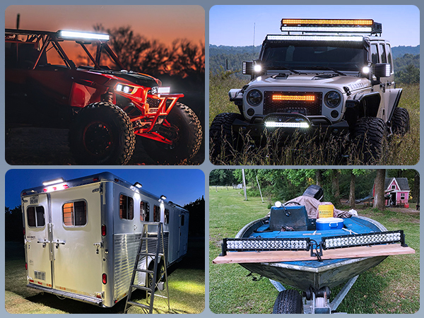 22Inch 120W Spot Flood Combo Light Bar with 4Inch 18W Flood Lights with Wiring Harness Kit