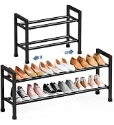 Mavivegue Expandable Shoe Rack, 2-Tier 19"-43.3" Adjustable Shoe Rack for Closet,Hall Entryway,Fr...