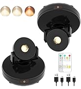 Wireless LED Spotlight 2 Pack, Rechargeable Uplights Battery Powered Picture Lights with Remote, ...