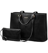 LOVEVOOK Laptop Tote Bag for Women,Work Tote with Wristlet,PU Leather Computer Bag for Teacher,Of...