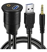BATIGE USB 3.0 &amp; 3.5mm Car Mount Flush Cable, 3ft