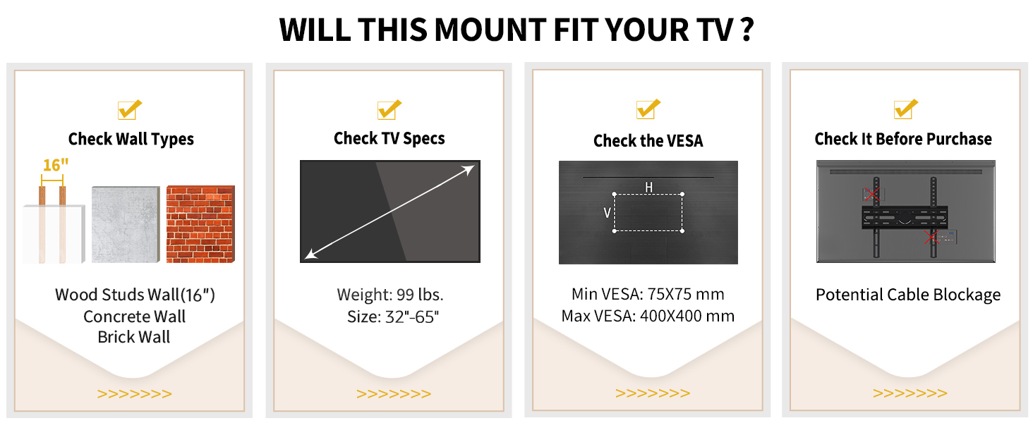 TV Wall Mount for 32-65 Inch TV