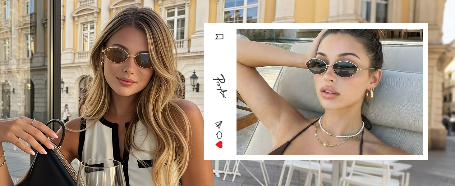 Pro Acme Retro Oval Cat Eye Sunglasses for Women