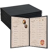 FLKQC Restaurant Menu Covers Holders 8.5" x 11" | Pack of 10 Synthetic Leather Double Fold Panels...